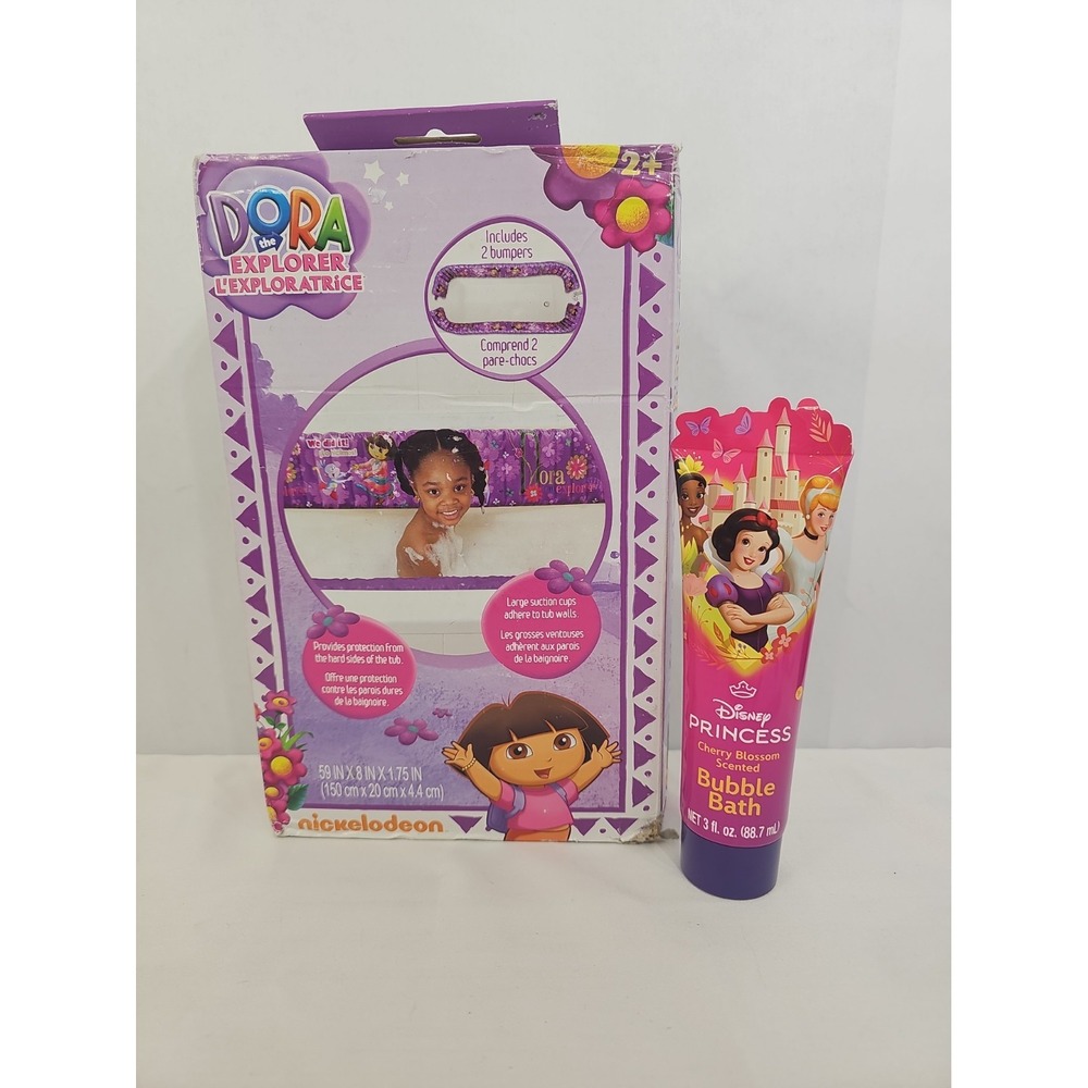 Dora the Explorer Inflatable Safety Tub Bumper AND Disney Cherry Bubble Bath